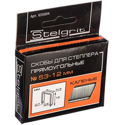 Cкобы для мебельного степлера каленые 12x0,7 мм 1000 шт./уп. "Stelgrit" 655004 (10)