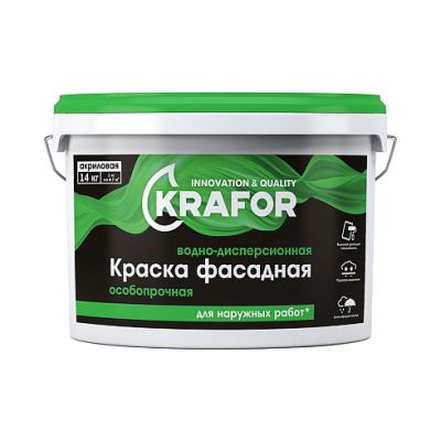 Краска В/Д фасадная 14кг (1) Krafor (салат)